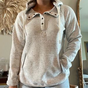 Grey quarter button up hooded sweater